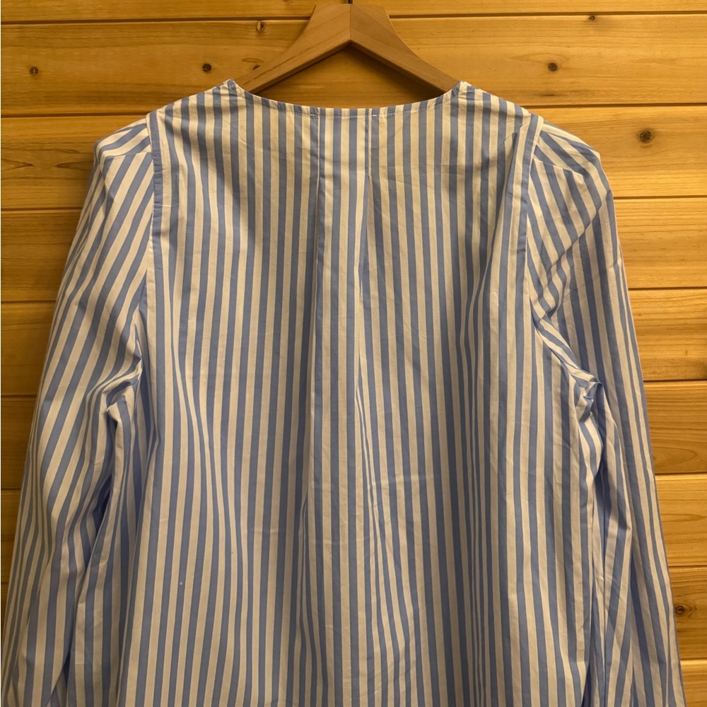 Pomander Place Tuckernuck XL Vertical Stripe Bedford Blouse Puff Sleeve Nautical - Picture 9 of 12